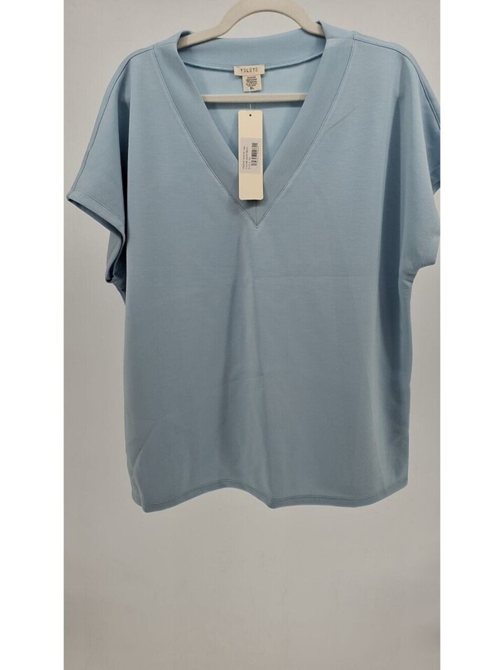 Yelete Modal Suba Short Sleeve V-Neck Top-Light Blue